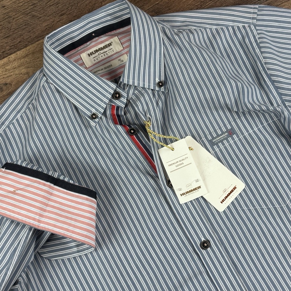 NWT Hummer Men's Shirt Medium Blue Striped